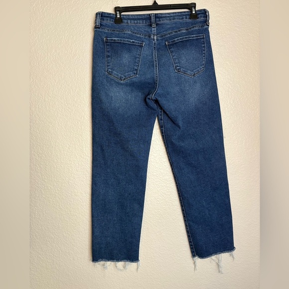 Evereve Women Jean Distressed Hem Medium Dark Wash Size 30 - Picture 2 of 6